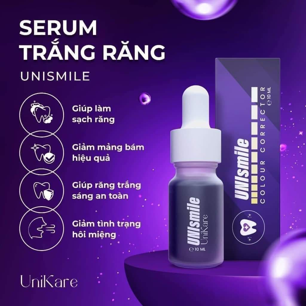 Serum trắng răng Unismile Unikare  Hỗ trợ cải thiện vết ố vàng răng làm sạch mảng bám trên răng
