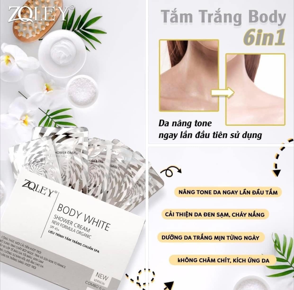 Tắm Trắng Body Zoley Shower Cream Hộp 6 Gói