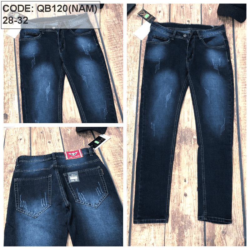 Bán buôn quần jean nam màu xanh xước Quần jean nam màu xanh xước