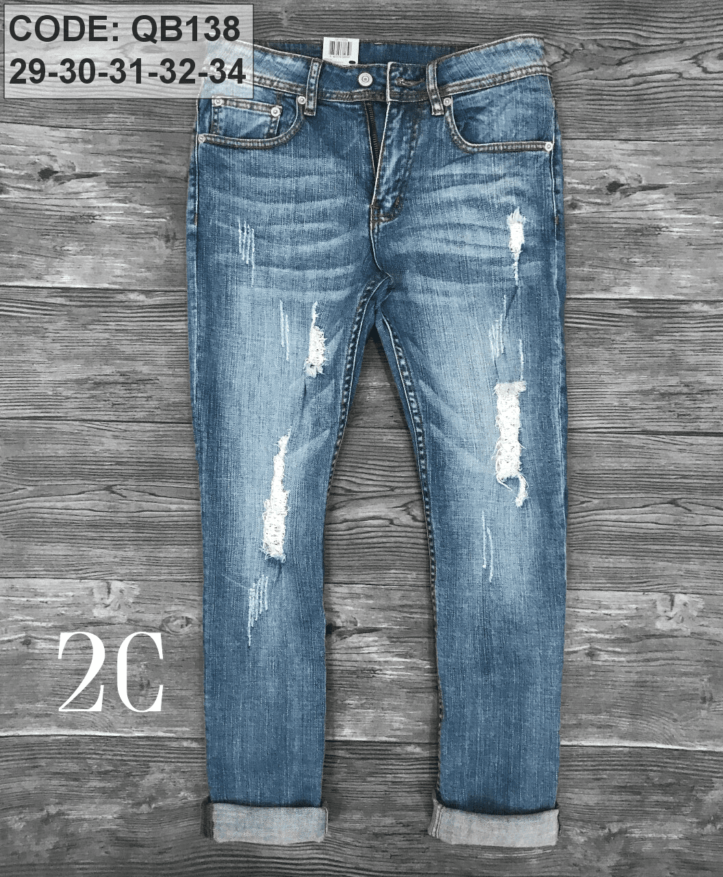 Bán sỉ quần jean nam màu xanh xước nhẹ Quần jean nam màu xanh xước nhẹ