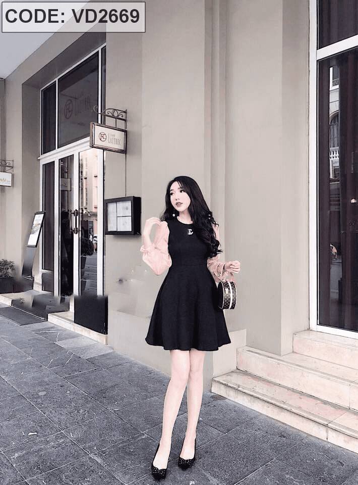 Váy trễ vai đen tay dài có cúc thẳng - Hàng chất lượng cao - Chân váy |  ThờiTrangNữ.vn