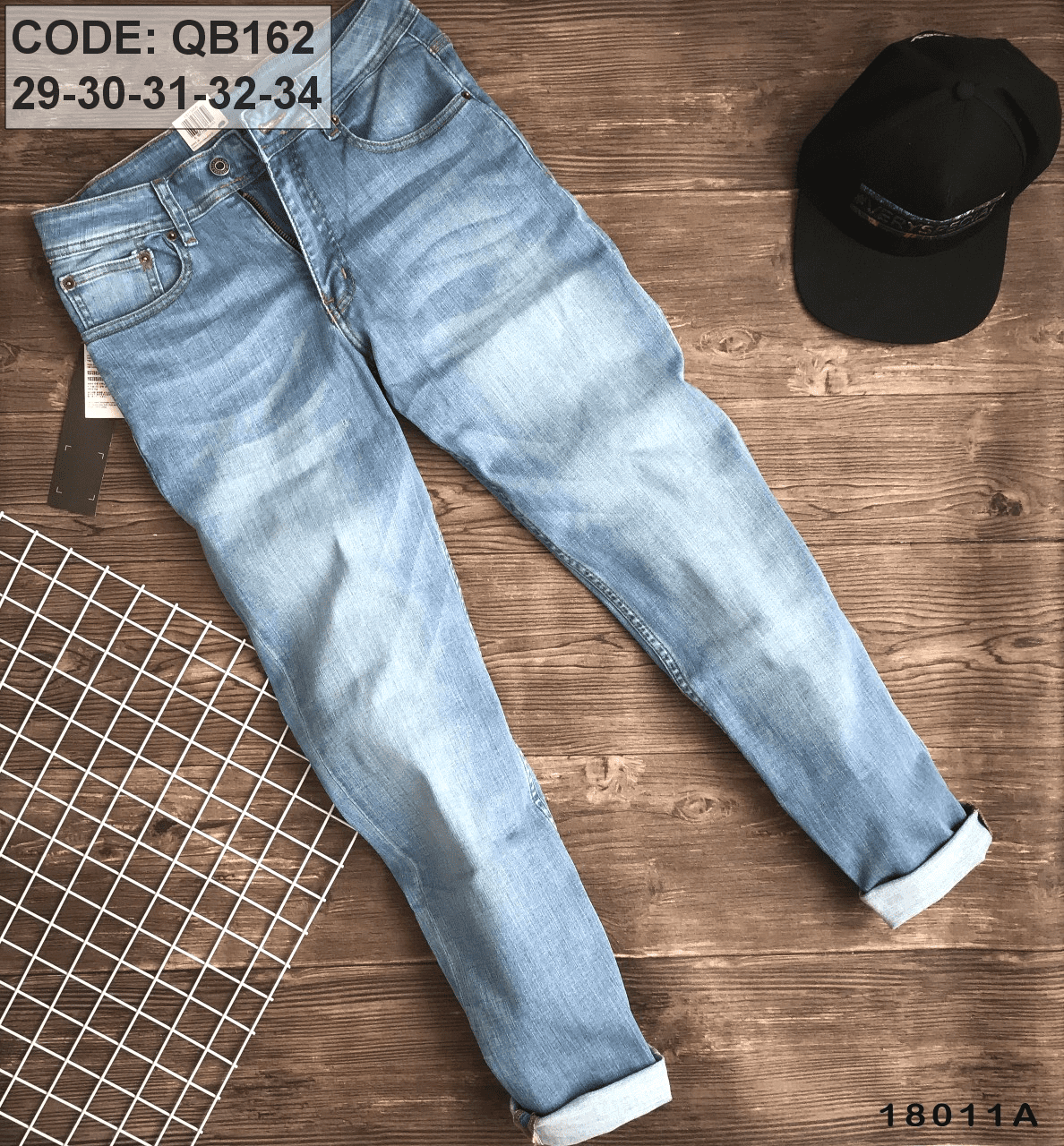 Quần jean nam màu xanh co giãn Quần jean nam màu xanh co giãn