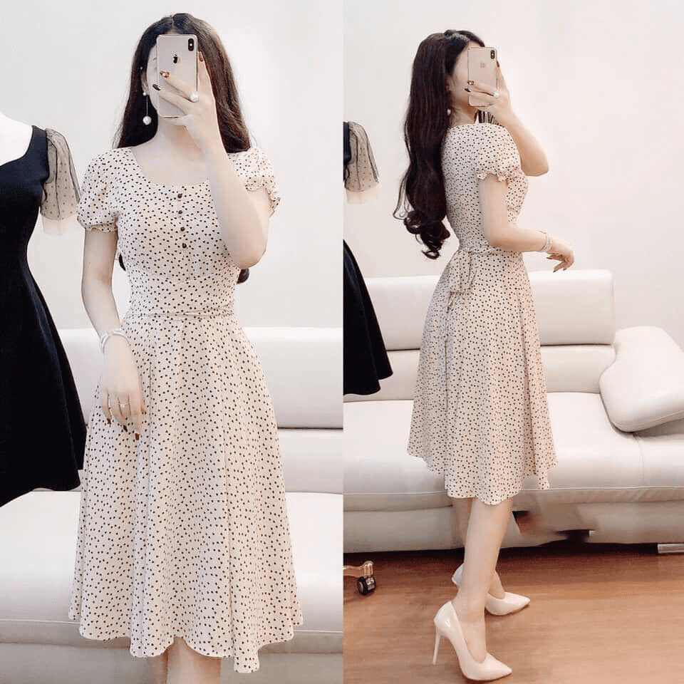 Đầm suôn in 3D họa tiết trắng đen sang trọng D059- Lady Fashion giá sỉ, giá  bán buôn - Thị Trường Sỉ