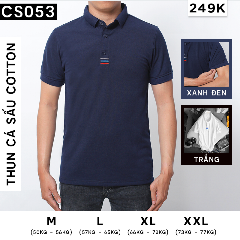 947-cs053.png Áo thun nam cổ polo thêu 3 sọc đỏ xanh( giá mới) - CS053