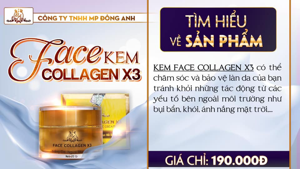 TPHCM chi nhánh phân phối KEM FACE COLLAGEN X3 cty Đông Anh