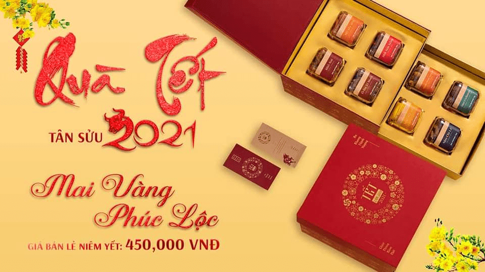 Hộp quà tết mai vàng phúc lộc Tân Sửu 2021