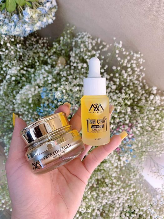 Combo kem face cá hồi kết hợp Tinh chất Ampoule Saffron Meea organic