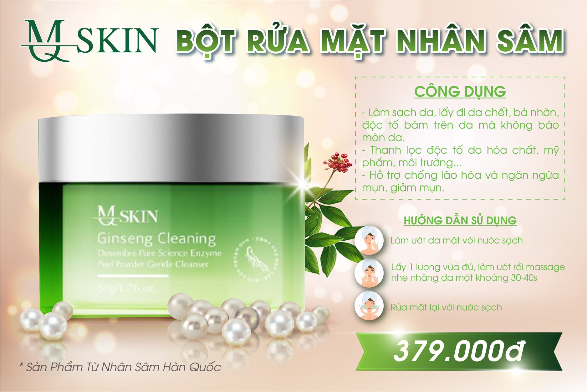 Combo 2 tái tạo nhân sâm phiên bản không sưng MQ Skin