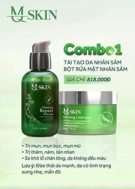 Combo 1 tái tạo da nhân sâm Mq Skin