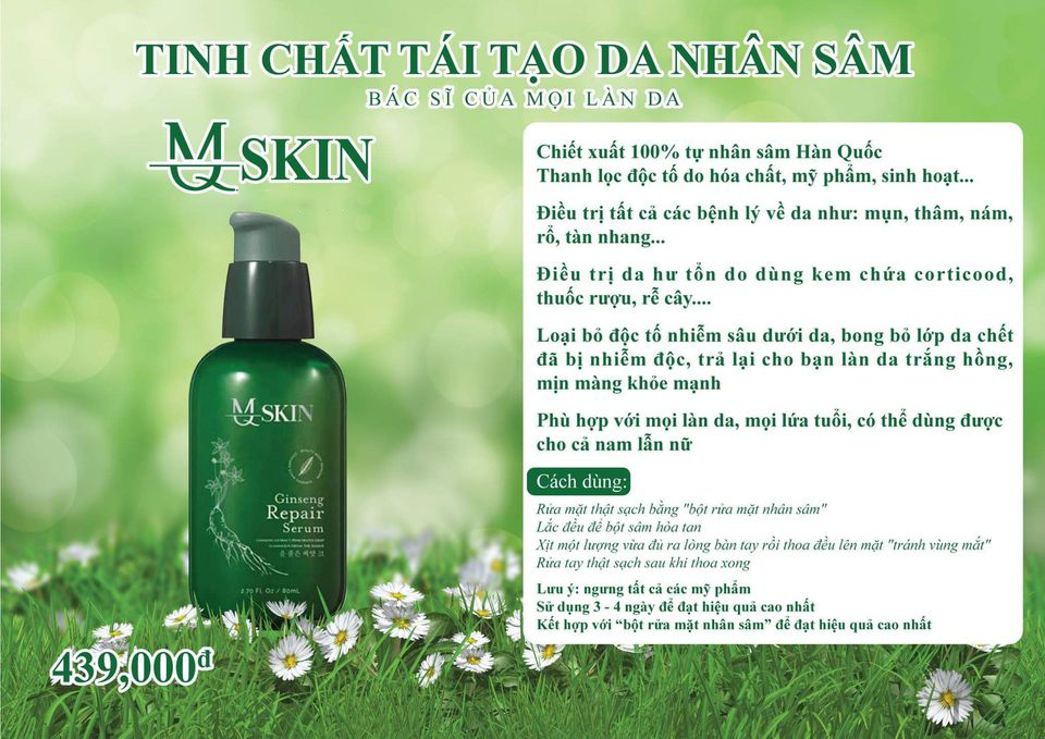 Combo 1 tái tạo da nhân sâm Mq Skin