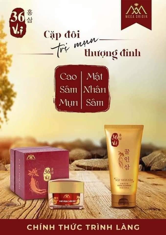 Combo sữa rữa mặt mật nhân sâm và cao sâm mụn 36 vị