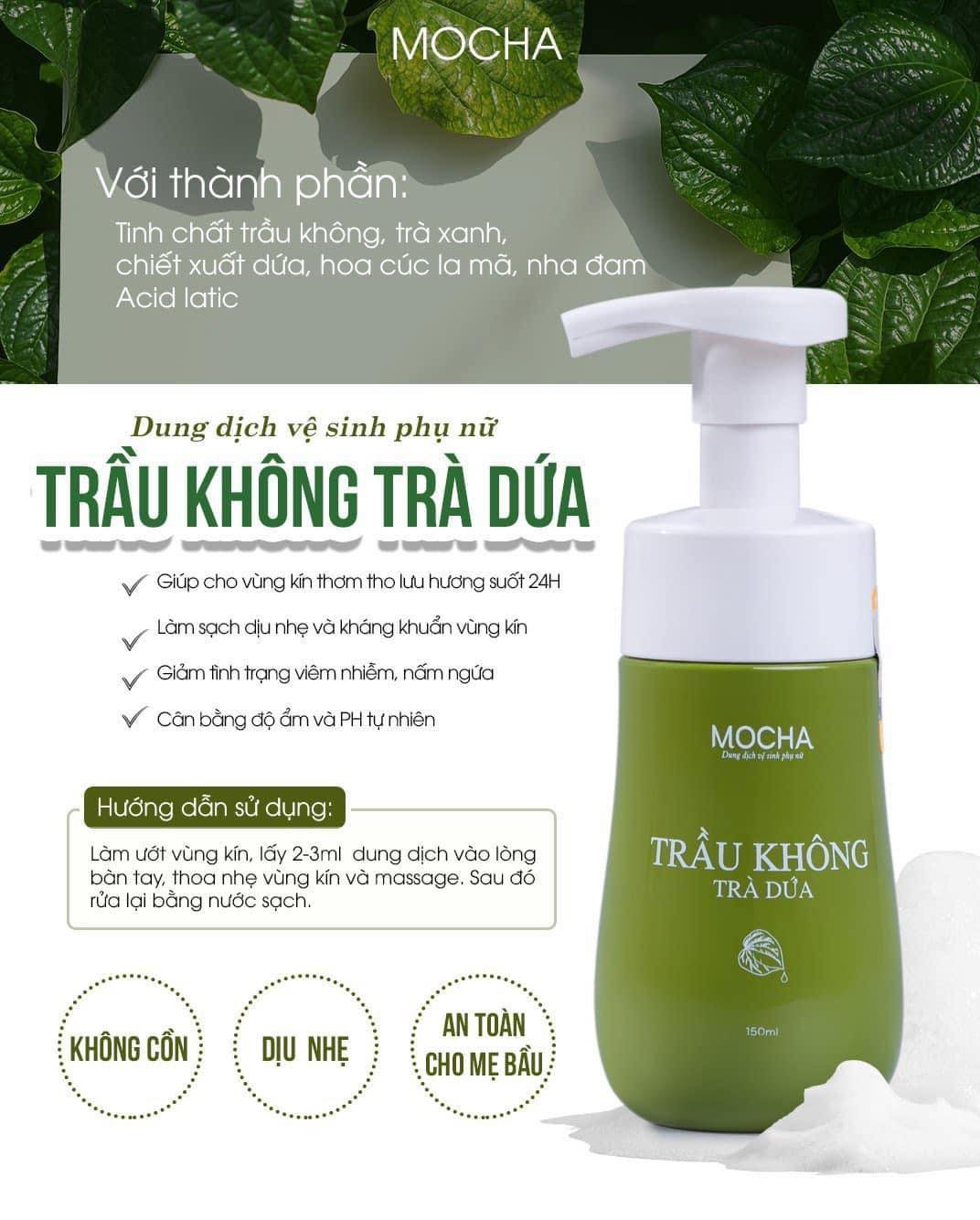 Dung dich vệ sinh trầu không trà dứa Mocha chính hãng