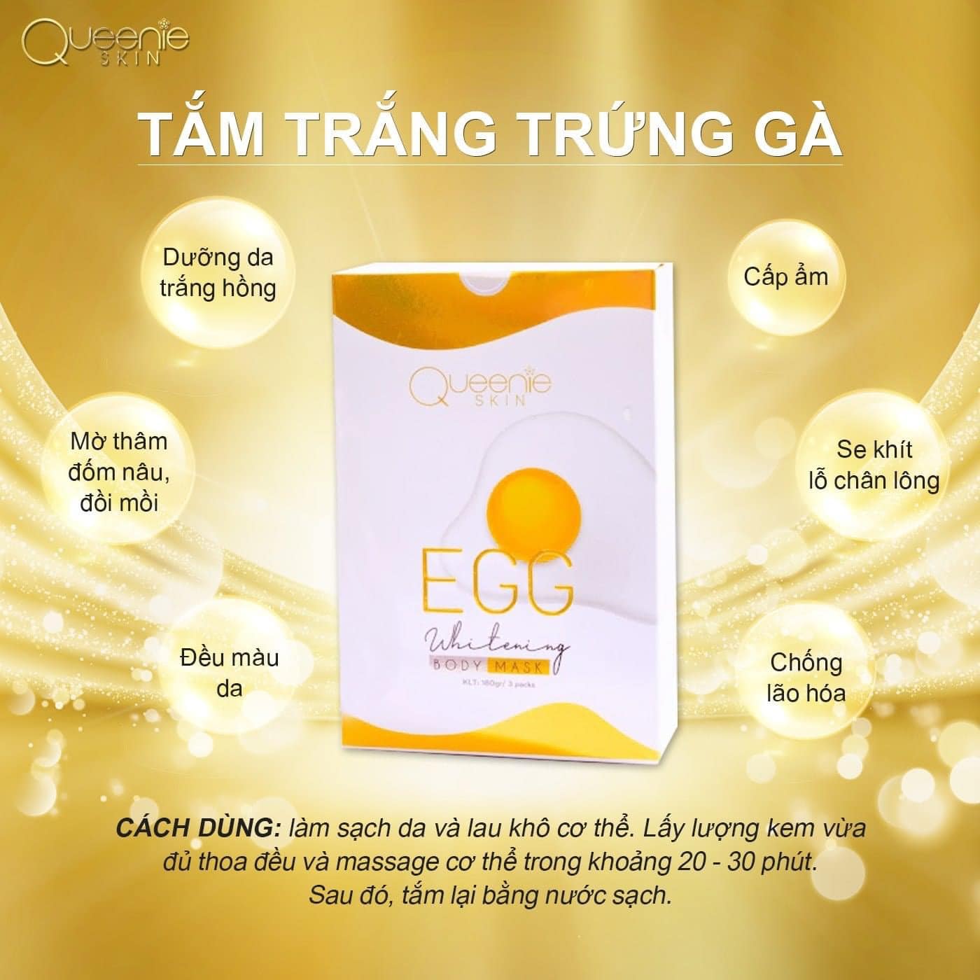 Bạn đang tìm tắm trắng nhanh, an toàn, tiết kiệm? Thử ngay TẮM TRẮNG TRỨNG GÀ QUEENIE SKIN