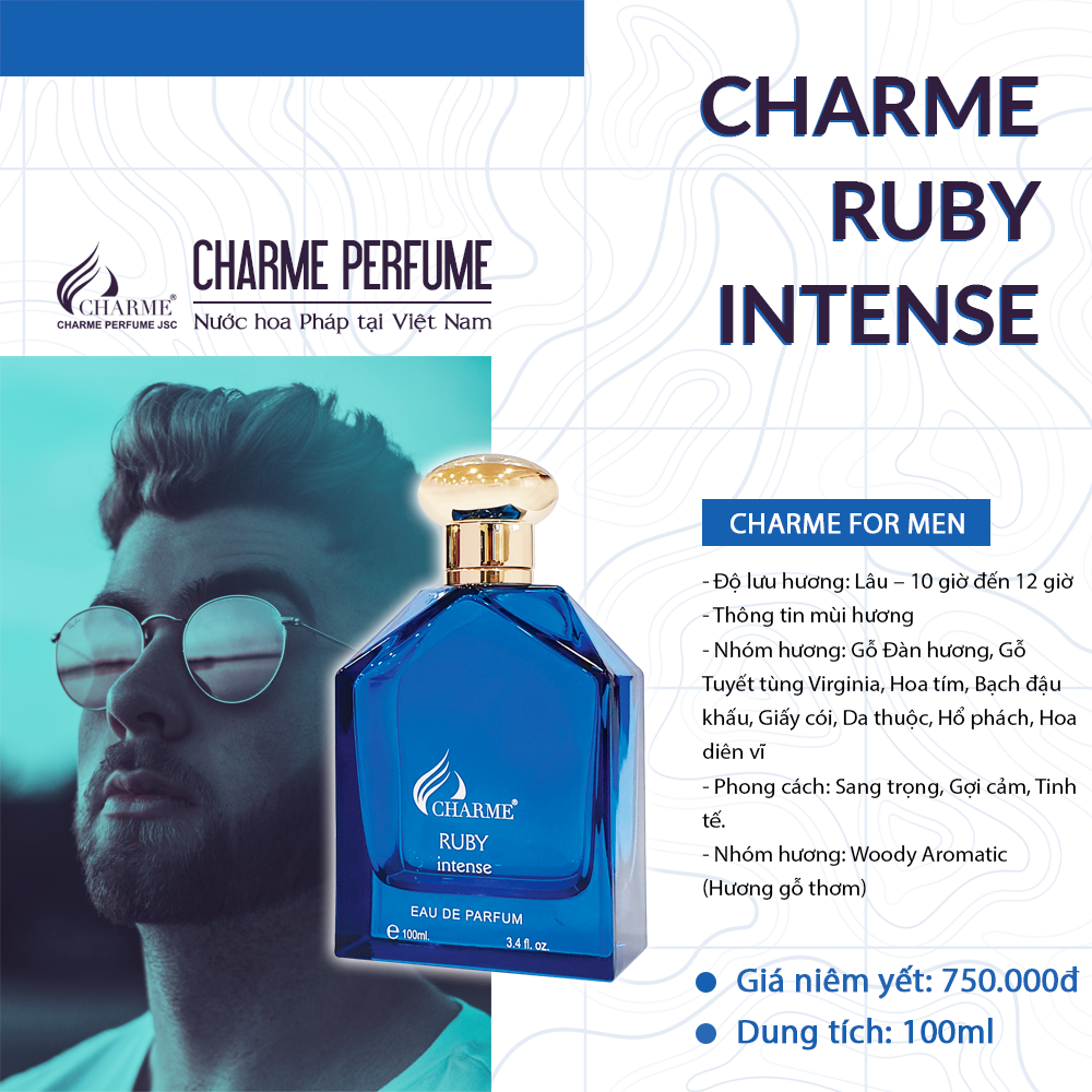 Nước hoa nam Charme Ruby Intense 100ml chính hãng