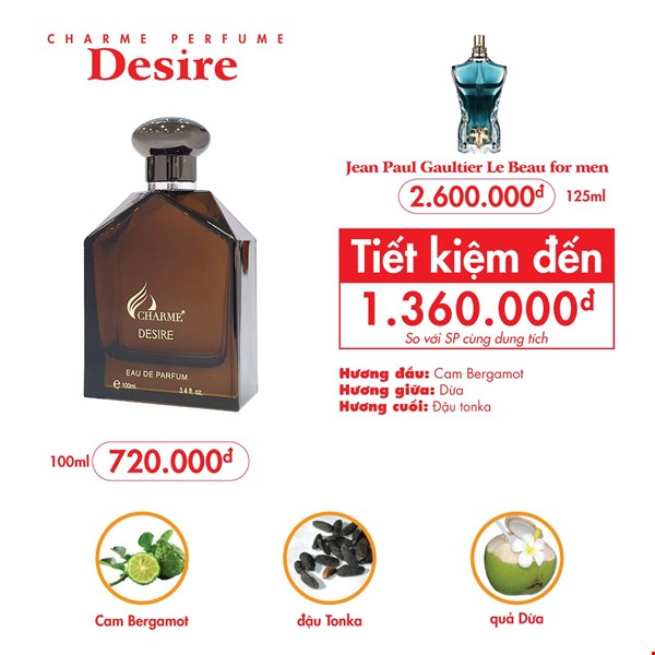 Nước hoa nam Charme Desire 100ml chính hãng