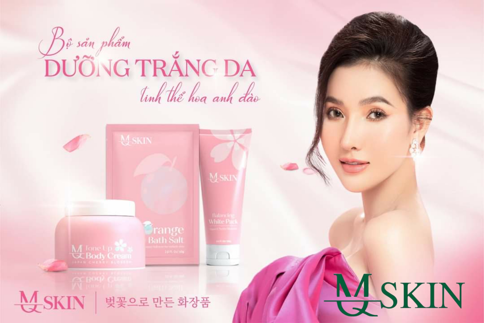 💦 Làn da ngọc nữ trắng mướt chạm là mê với combo dưỡng trắng da Hoa Anh Đào MQ Skin