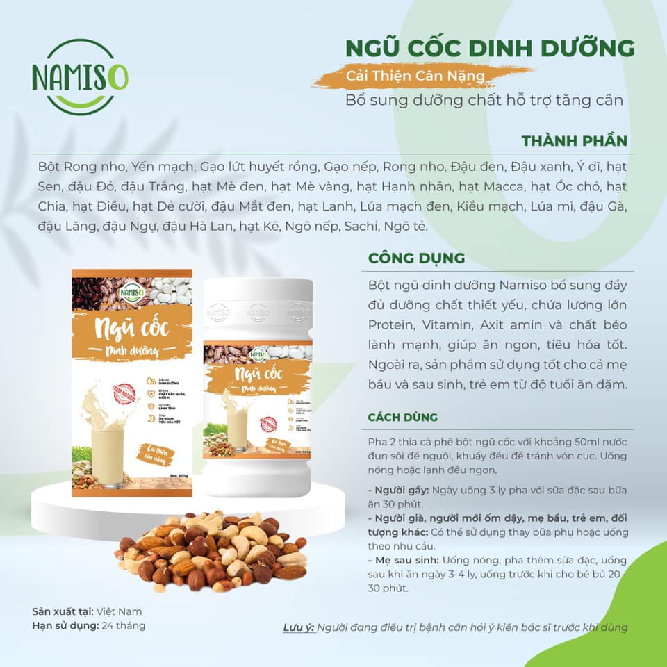 Gầy không còn là nỗi lo - ngũ cốc dinh dưỡng hỗ trợ tăng cân NAMISO