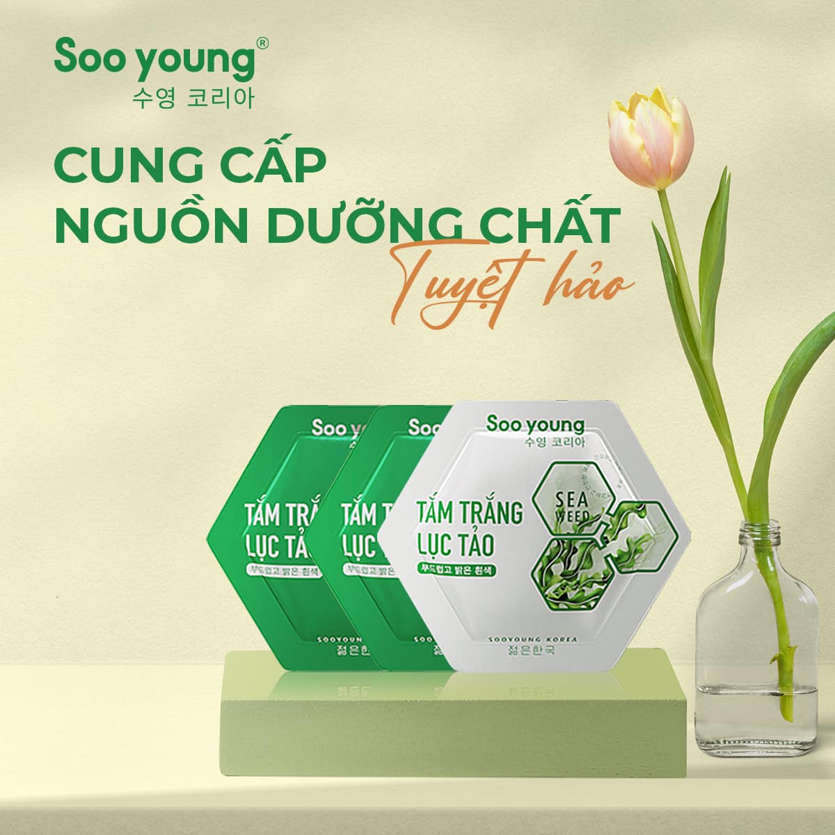 Làm sáng da đen lỳ không khó vì có tắm trắng lục tảo SOO YOUNG