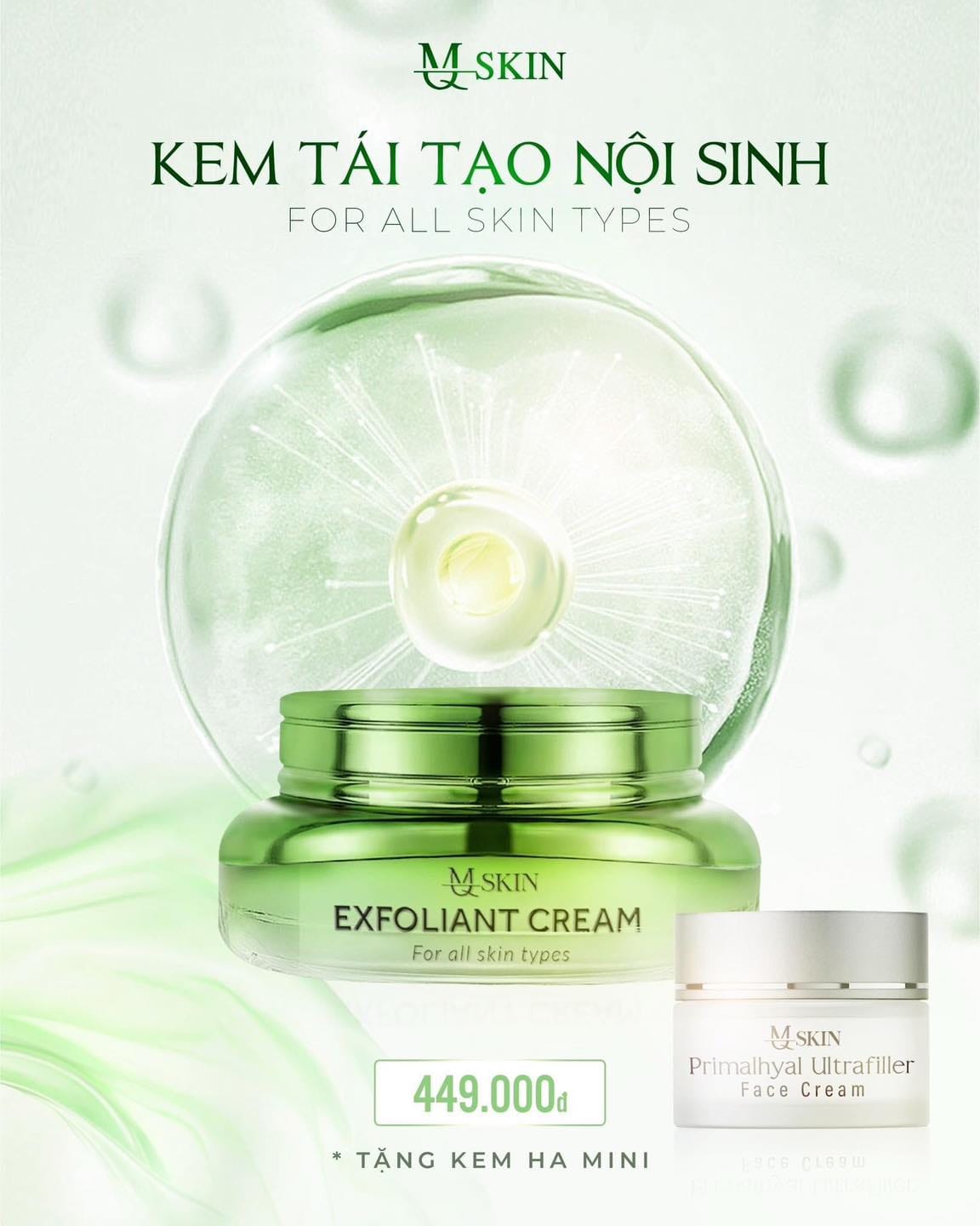 Kem Face Tái Tạo Nội Sinh Exfoliant Cream MQ Skin Tặng Kem Dưỡng HA