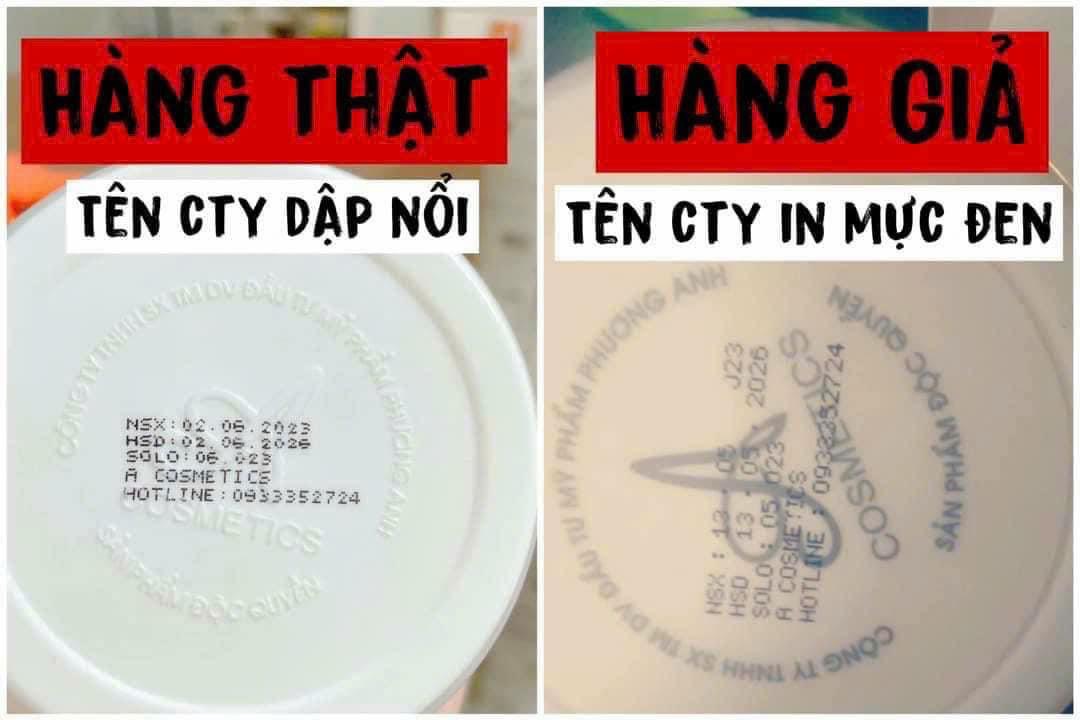 Phân biệt thật giả Body mềm A cosmetic