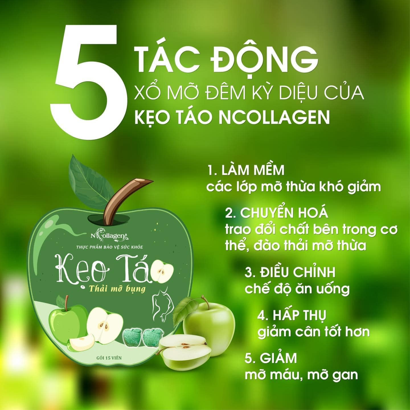 Kẹo Táo Thải Mỡ Bụng N Collagen 15 Viên