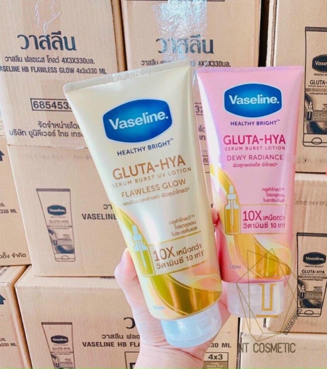Dưỡng thể kích trắng Vaseline 10x 1 tuýp 320ml to vật vã