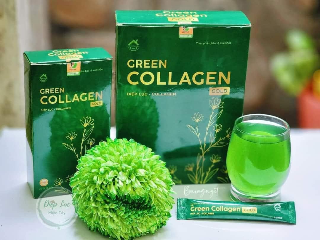 Diệp Lục Collagen Gold Hộp Lớn 30 Gói Green Family