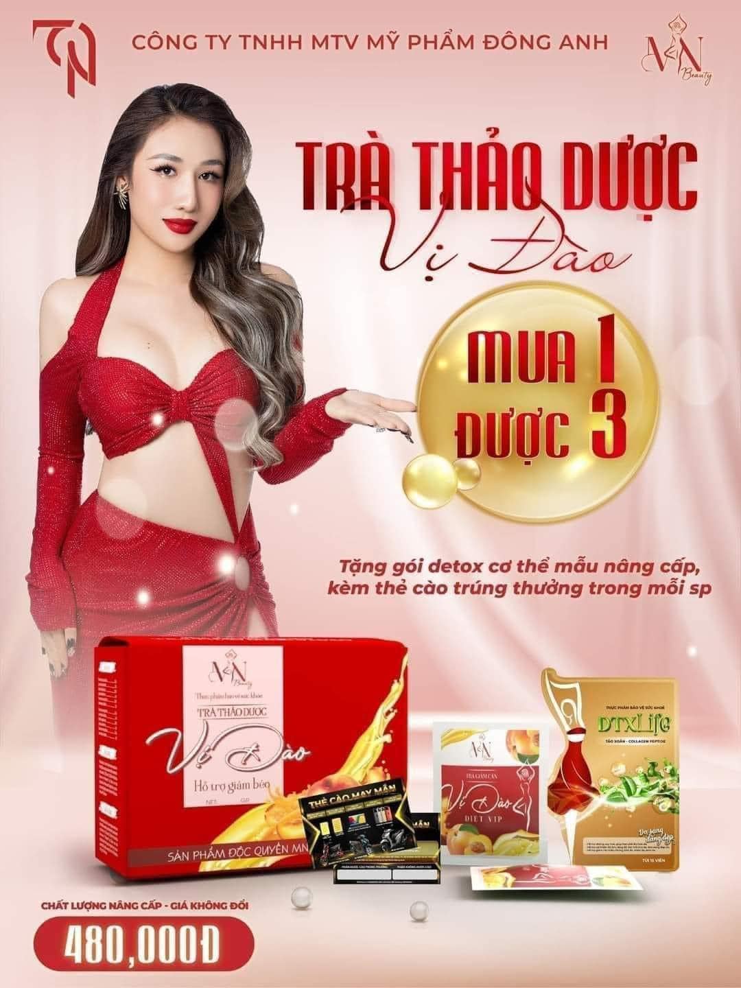 Trà Giảm Cân Vị Đào Mỹ Phẩm Đông Anh