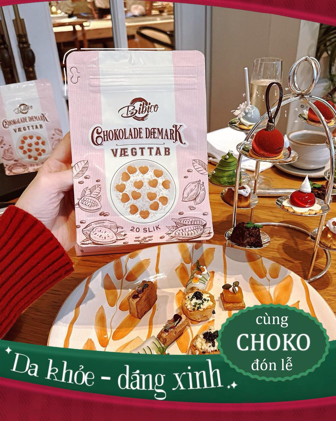 Kẹo Socola Giảm Cân Đan Mạch Chokolade Daemark Vaegttab 40 viên