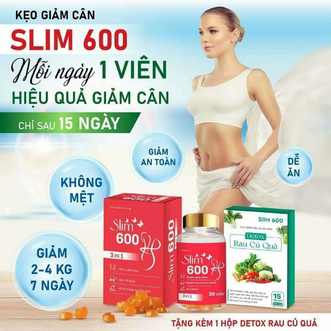 Kẹo ɡiảm Cân Slim 600 3IN1 Tặng Detox Diệt tận gốc mỡ chai lì lâu năm khó ɡiảm