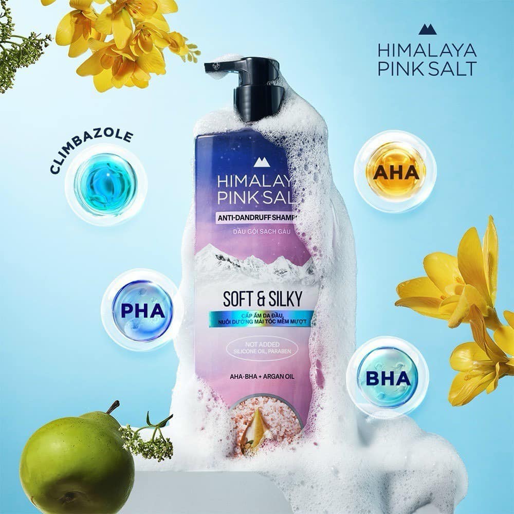 Dầu Gội Sạch Gàu Muối Hồng Himalaya Mềm Mượt Óng Ả Soft and Silky 650ml