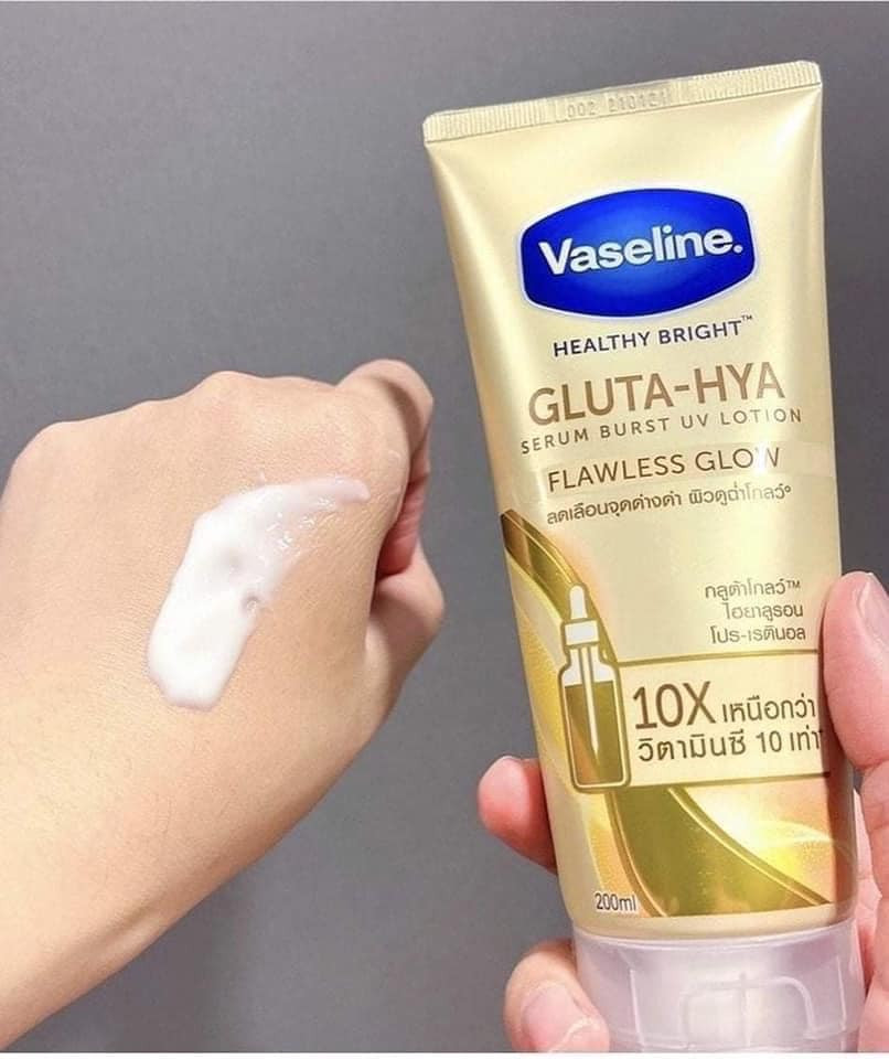 Sữa Dưỡng Thể Vaseline 10X Vàng Healthy Bright Gluta Hya Serum Flawless Glow