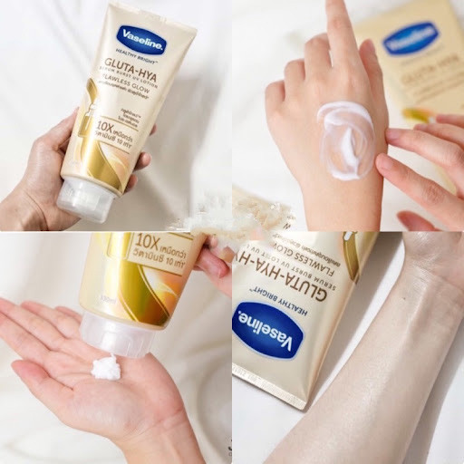 Sữa Dưỡng Thể Vaseline 10X Vàng Healthy Bright Gluta Hya Serum Flawless Glow