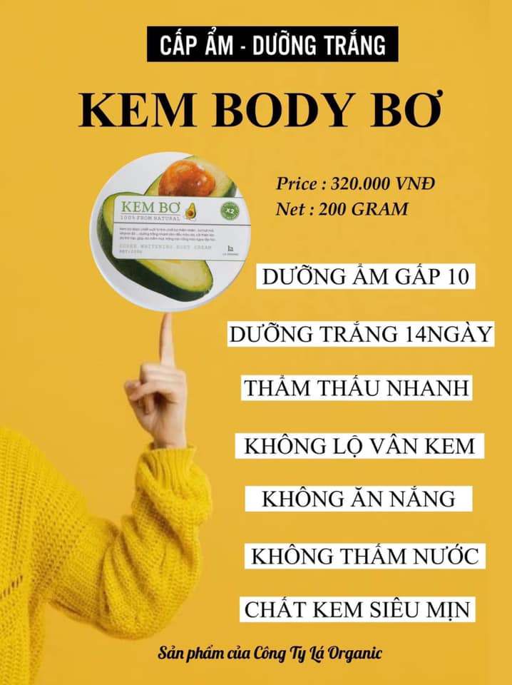 Kem body bơ chiết xuất từ bơ xanh - bơ hạt mỡ - tinh dầu hướng dương, sữa non...